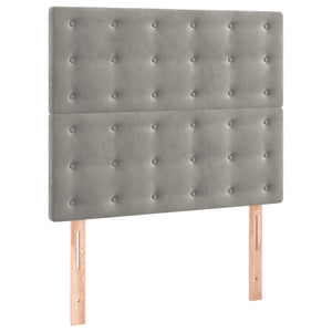 Κρεβάτι Boxspring με Στρώμα Ανοιχτό Γκρι 90x190 εκ. Βελούδινο