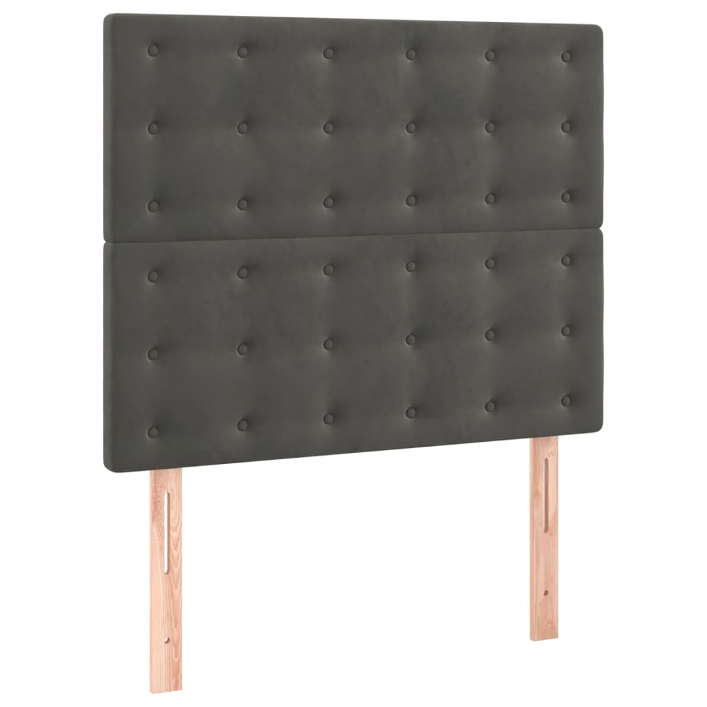 Κρεβάτι Boxspring με Στρώμα Σκούρο Γκρι 90x200 εκ. Βελούδινο