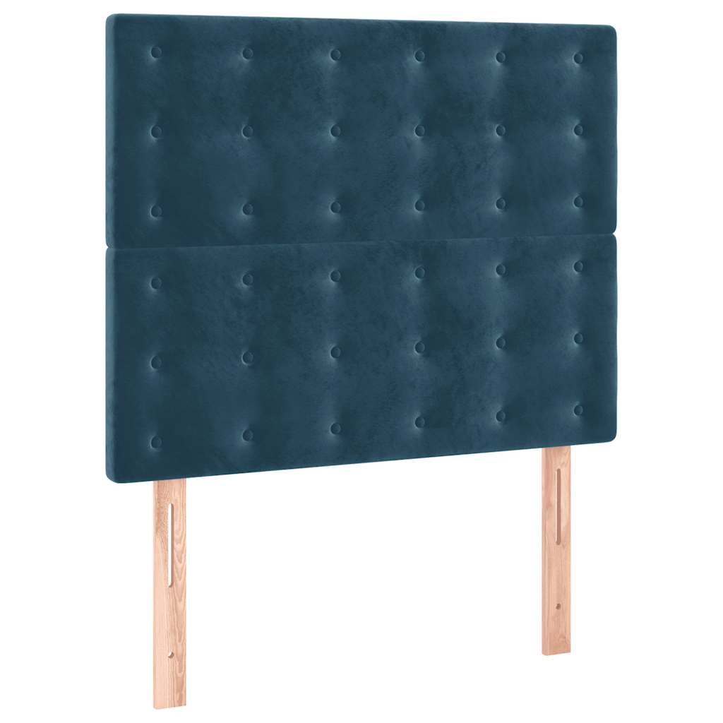 Κρεβάτι Boxspring με Στρώμα Σκούρο Μπλε 90x200 εκ. Βελούδινο - Pakobazaar