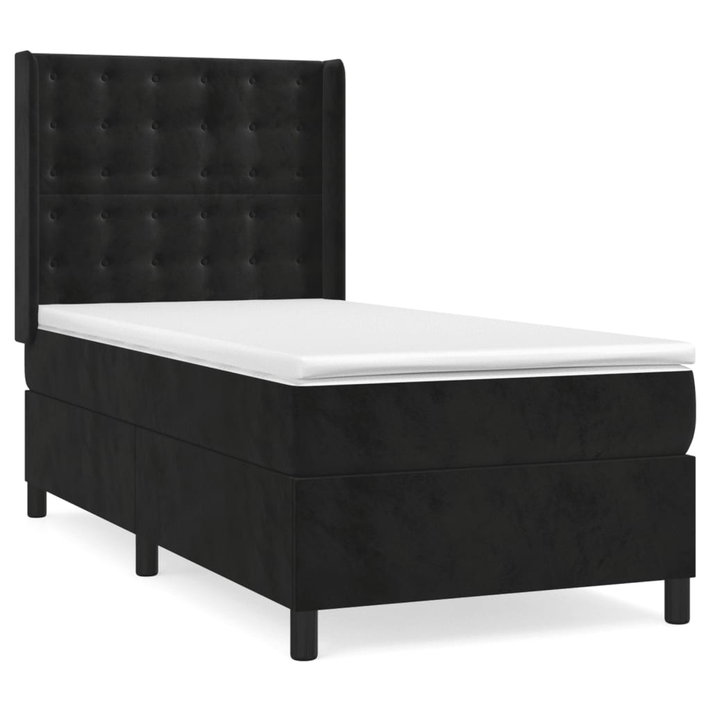 Κρεβάτι Boxspring με Στρώμα Μαύρο 100x200 εκ. Βελούδινο - Pakobazaar