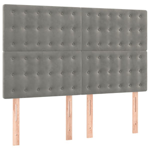 Κρεβάτι Boxspring με Στρώμα Ανοιχτό Γκρι 140x190 εκ. Βελούδινο - Pakobazaar