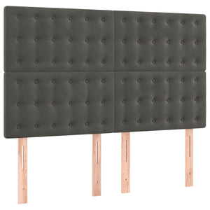 Κρεβάτι Boxspring με Στρώμα Σκούρο Γκρι 140x190 εκ. Βελούδινο