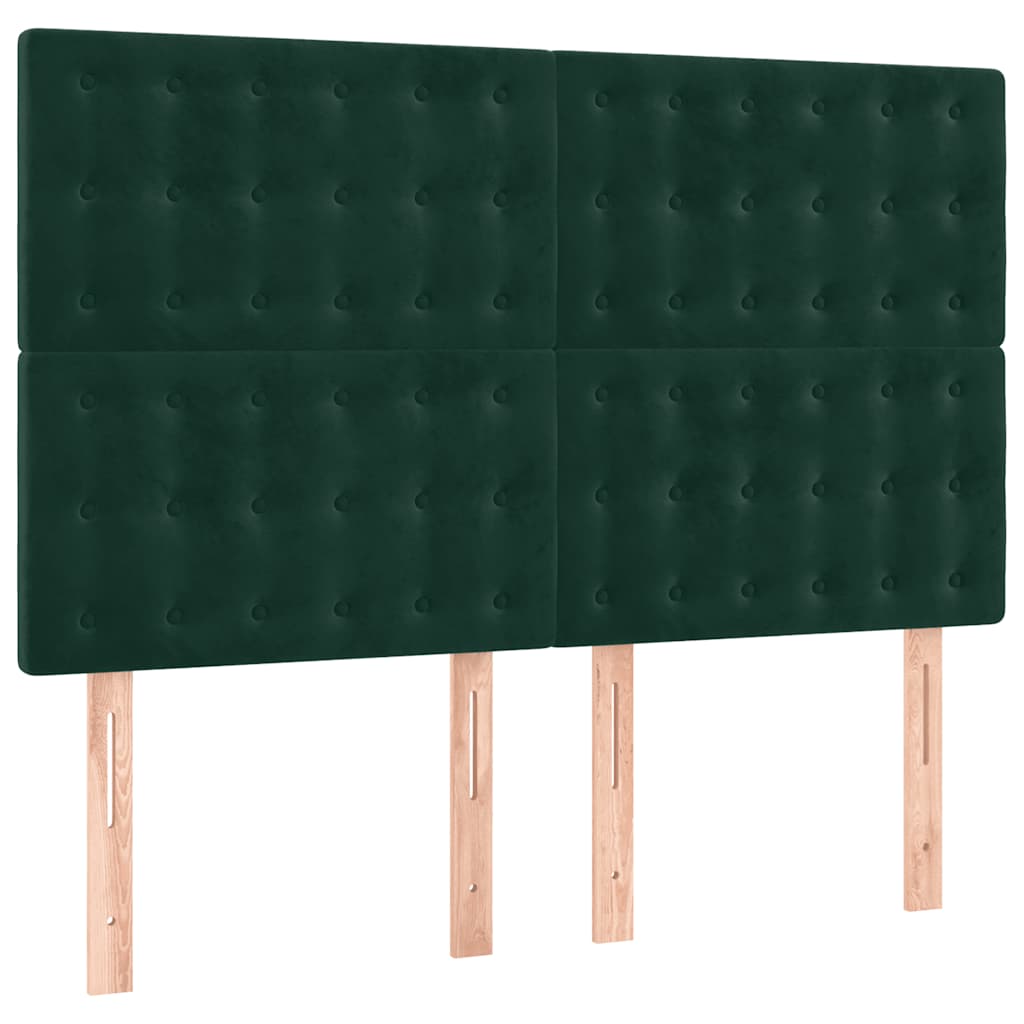 Κρεβάτι Boxspring με Στρώμα Σκούρο Πράσινο 140x190εκ. Βελούδινο - Pakobazaar