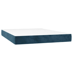 Κρεβάτι Boxspring με Στρώμα Σκούρο Μπλε 140x190 εκ. Βελούδινο - Pakobazaar