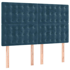 Κρεβάτι Boxspring με Στρώμα Σκούρο Μπλε 140x190 εκ. Βελούδινο - Pakobazaar