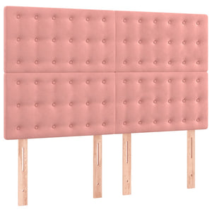 Κρεβάτι Boxspring με Στρώμα Ροζ 140x190 εκ. Βελούδινο