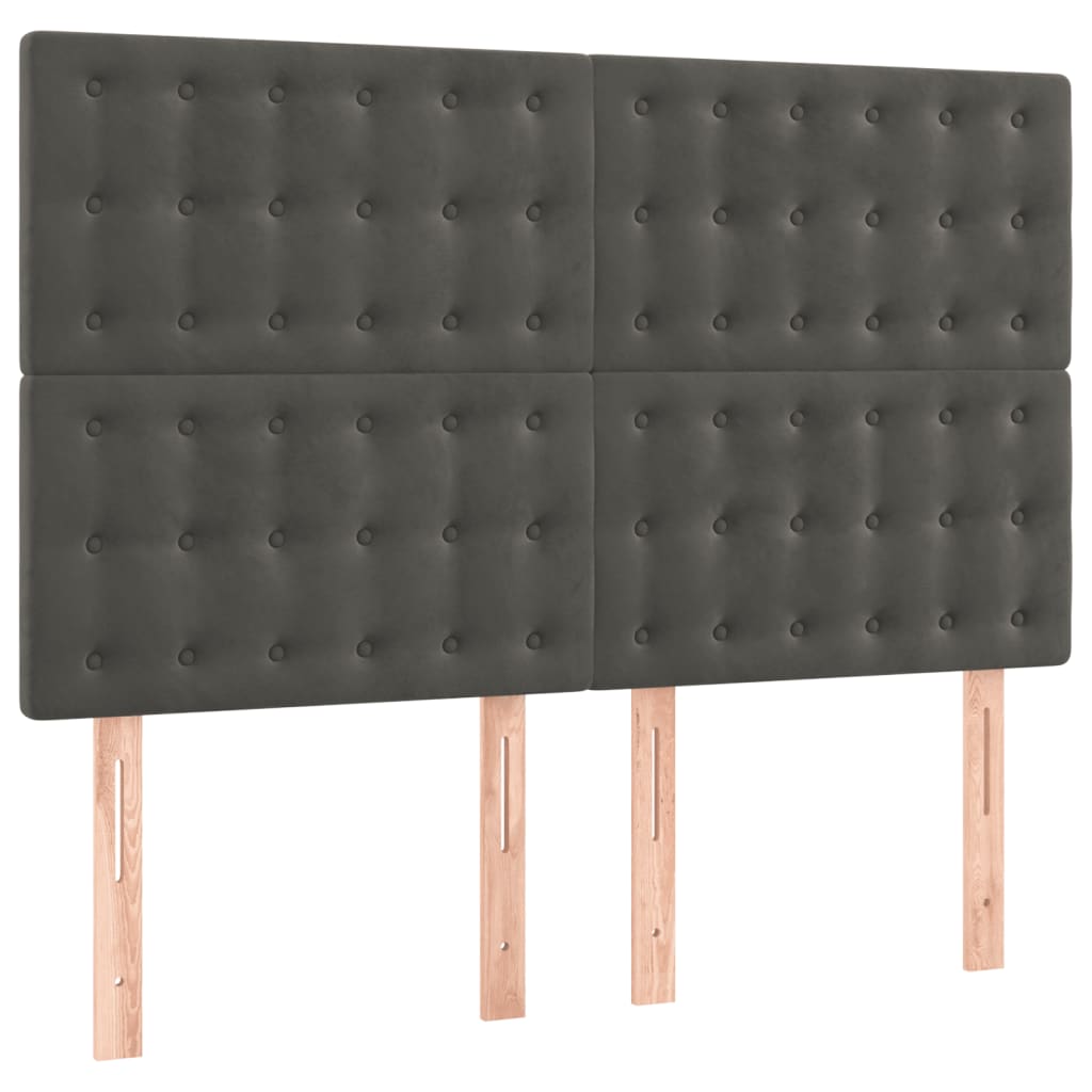 Κρεβάτι Boxspring με Στρώμα Σκούρο Γκρι 140x200 εκ. Βελούδινο