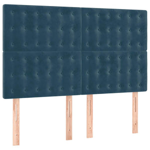 Κρεβάτι Boxspring με Στρώμα Σκούρο Μπλε 140x200 εκ. Βελούδινο - Pakobazaar