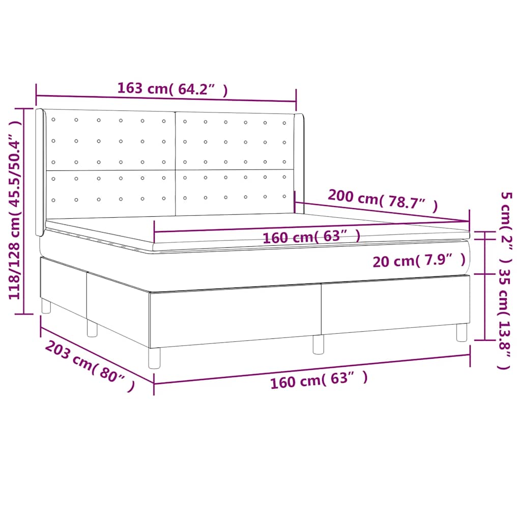Κρεβάτι Boxspring με Στρώμα Σκούρο Πράσινο 160x200εκ. Βελούδινο - Pakobazaar