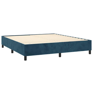 Κρεβάτι Boxspring με Στρώμα Σκούρο Μπλε 160x200 εκ. Βελούδινο - Pakobazaar