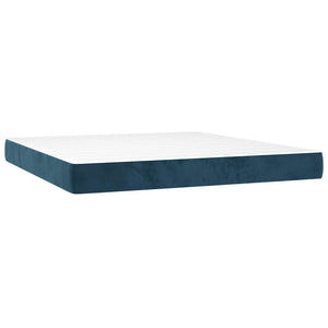 Κρεβάτι Boxspring με Στρώμα Σκούρο Μπλε 160x200 εκ. Βελούδινο - Pakobazaar