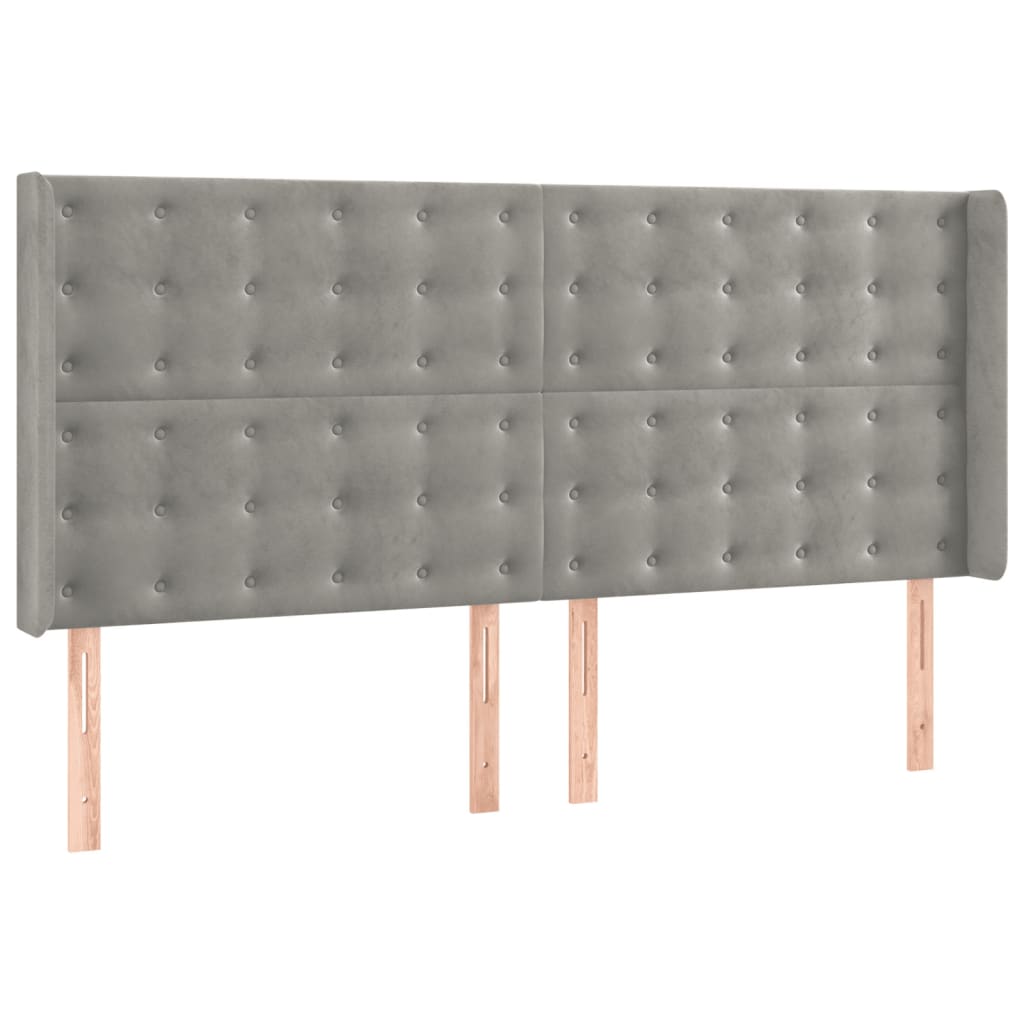 Κρεβάτι Boxspring με Στρώμα Ανοιχτό Γκρι 180x200 εκ. Βελούδινο