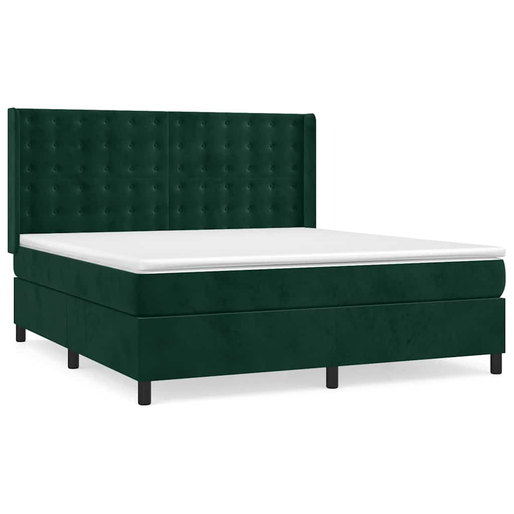 Κρεβάτι Boxspring με Στρώμα Σκούρο Πράσινο 180x200εκ. Βελούδινο - Pakobazaar