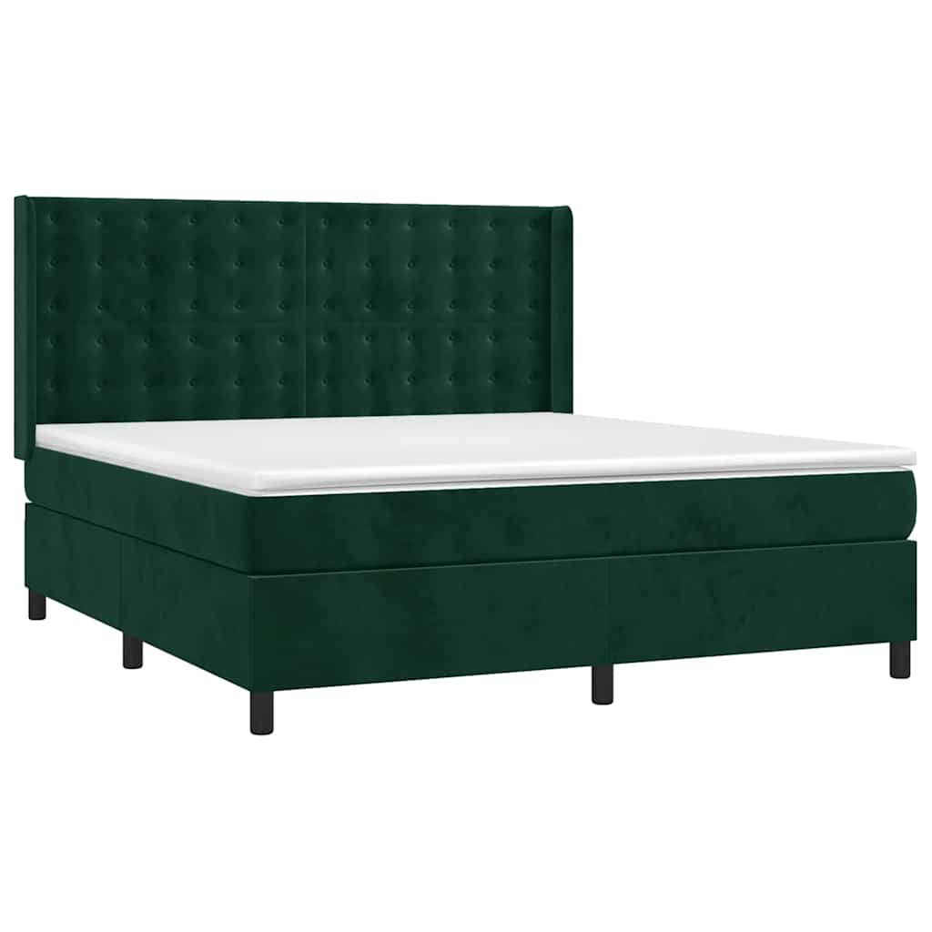 Κρεβάτι Boxspring με Στρώμα Σκούρο Πράσινο 180x200εκ. Βελούδινο - Pakobazaar