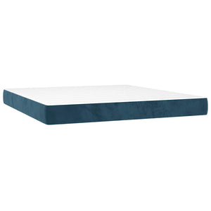 Κρεβάτι Boxspring με Στρώμα Σκούρο Μπλε 180x200 εκ. Βελούδινο - Pakobazaar