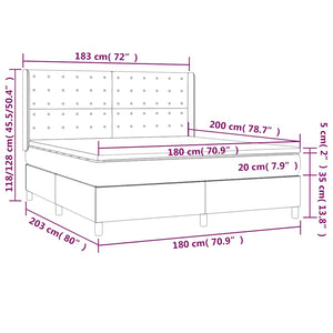 Κρεβάτι Boxspring με Στρώμα Σκούρο Μπλε 180x200 εκ. Βελούδινο - Pakobazaar