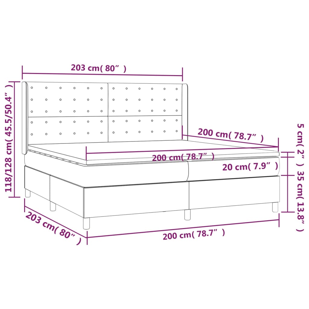 Κρεβάτι Boxspring με Στρώμα Σκούρο Γκρι 200x200 εκ. Βελούδινο - Pakobazaar