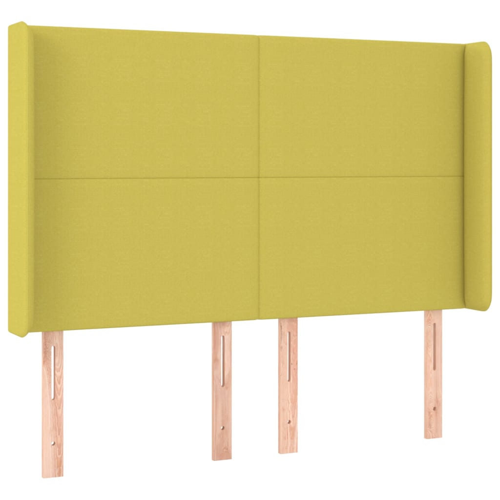 Κρεβάτι Boxspring με Στρώμα & LED Πράσινο 140x190 εκ Υφασμάτινο