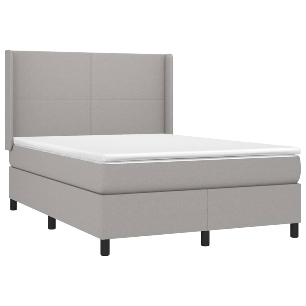 Κρεβάτι Boxspring με Στρώμα & LED Αν.Γκρι 140x200εκ. Υφασμάτινο