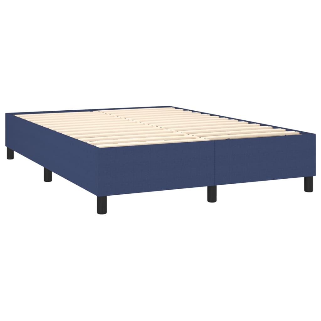Κρεβάτι Boxspring με Στρώμα & LED Μπλε 140x200 εκ. Υφασμάτινο