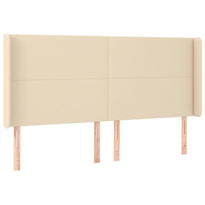 Κρεβάτι Boxspring με Στρώμα & LED Κρεμ 180x200 εκ. Υφασμάτινο