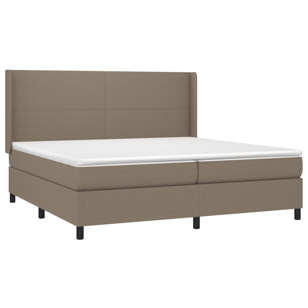 Κρεβάτι Boxspring με Στρώμα & LED Taupe 200x200 εκ. Υφασμάτινο