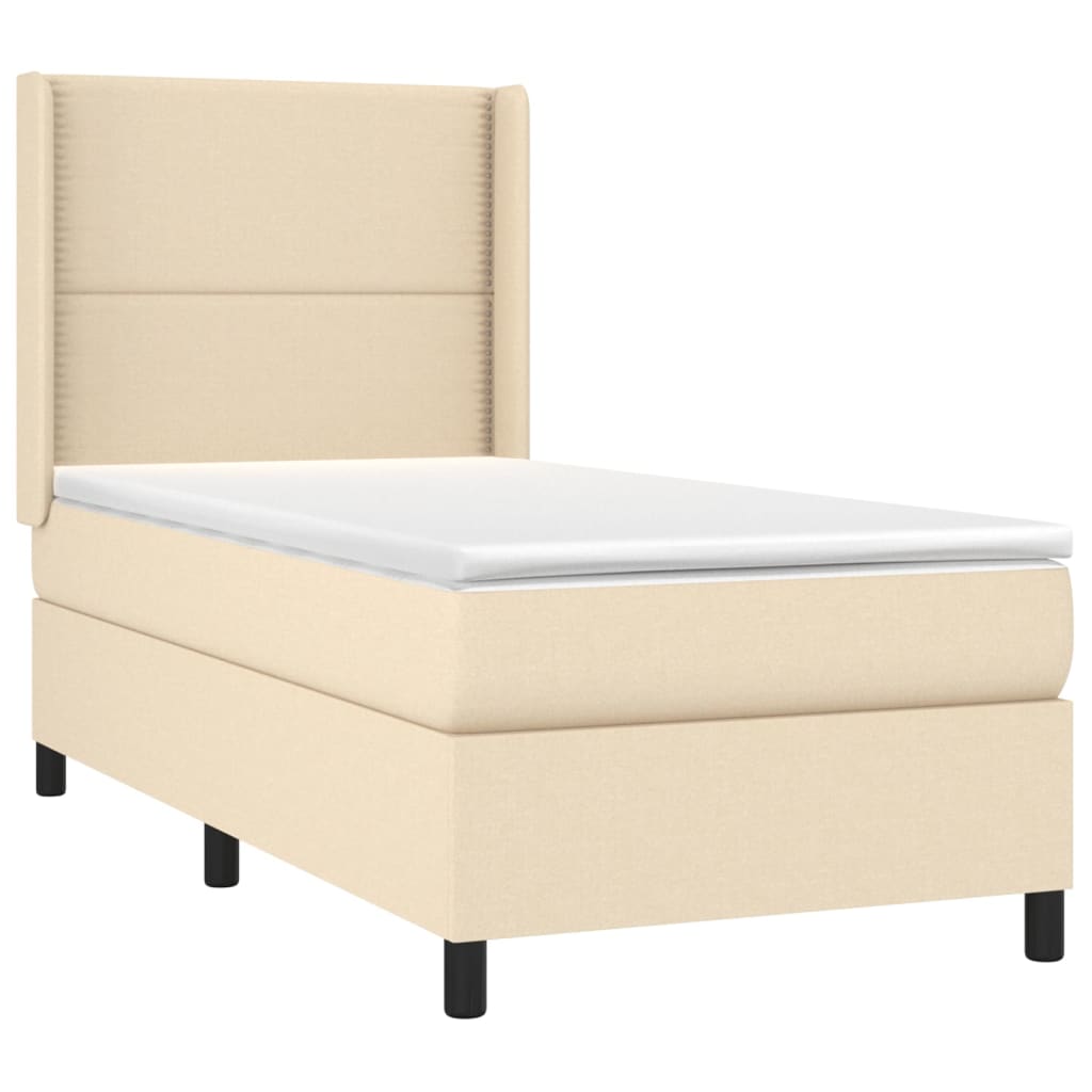 Κρεβάτι Boxspring με Στρώμα & LED Κρεμ 80x200 εκ. Υφασμάτινο