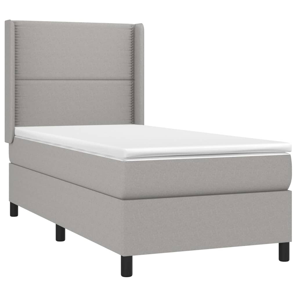Κρεβάτι Boxspring με Στρώμα & LED Αν.Γκρι 90x190 εκ. Υφασμάτινο
