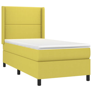 Κρεβάτι Boxspring με Στρώμα & LED Πράσινο 100x200 εκ Υφασμάτινο