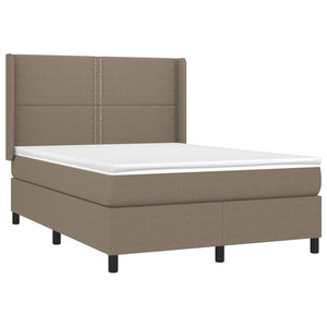 Κρεβάτι Boxspring με Στρώμα & LED Taupe 140x190 εκ. Υφασμάτινο