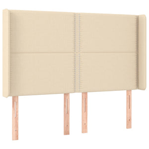 Κρεβάτι Boxspring με Στρώμα & LED Κρεμ 140x190 εκ. Υφασμάτινο - Pakobazaar