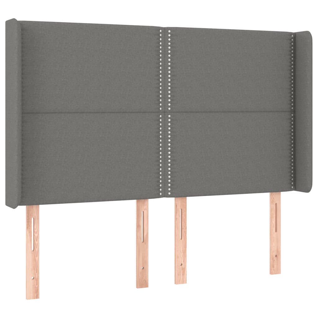 Κρεβάτι Boxspring με Στρώμα & LED Σκ.Γκρι 140x200 εκ Υφασμάτινο