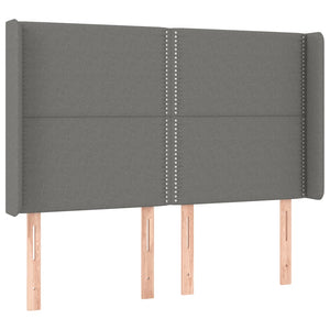 Κρεβάτι Boxspring με Στρώμα & LED Σκ.Γκρι 140x200 εκ Υφασμάτινο
