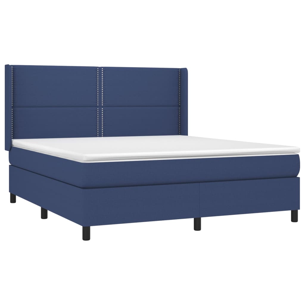 Κρεβάτι Boxspring με Στρώμα & LED Μπλε 160x200 εκ. Υφασμάτινο