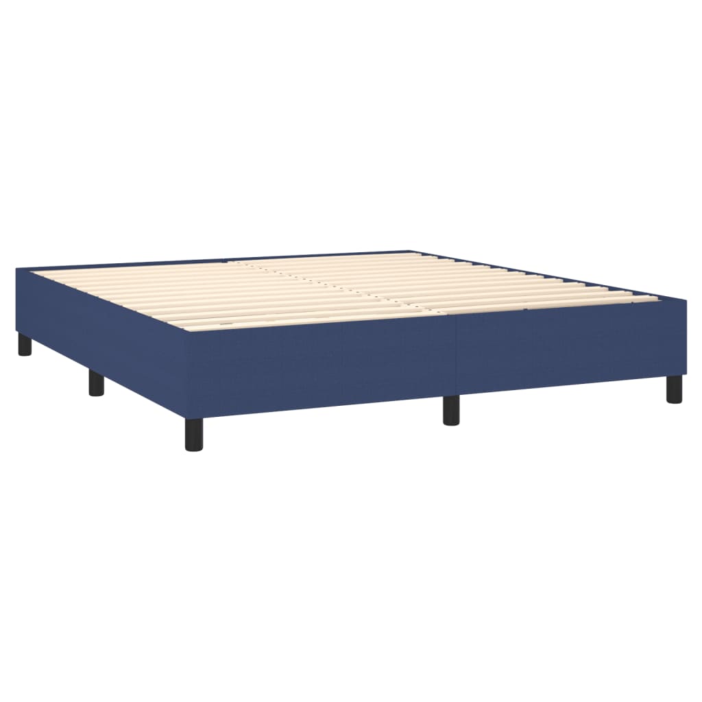Κρεβάτι Boxspring με Στρώμα & LED Μπλε 160x200 εκ. Υφασμάτινο
