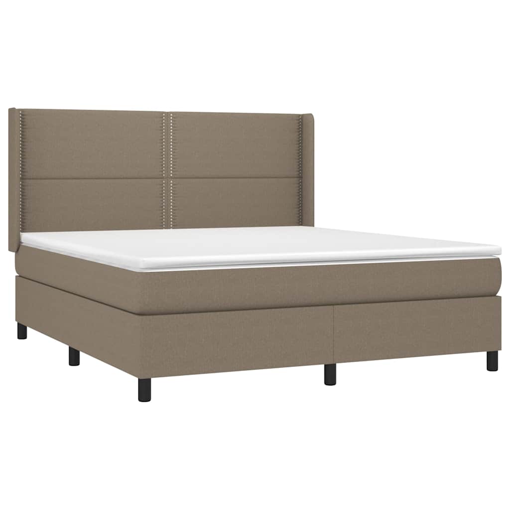 Κρεβάτι Boxspring με Στρώμα & LED Taupe 180x200 εκ. Υφασμάτινο
