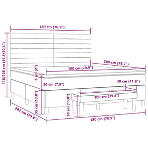 Κρεβάτι Boxspring με Στρώμα & LED Taupe 180x200 εκ. Υφασμάτινο