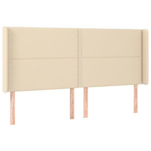 Κρεβάτι Boxspring με Στρώμα & LED Κρεμ 180x200 εκ. Υφασμάτινο