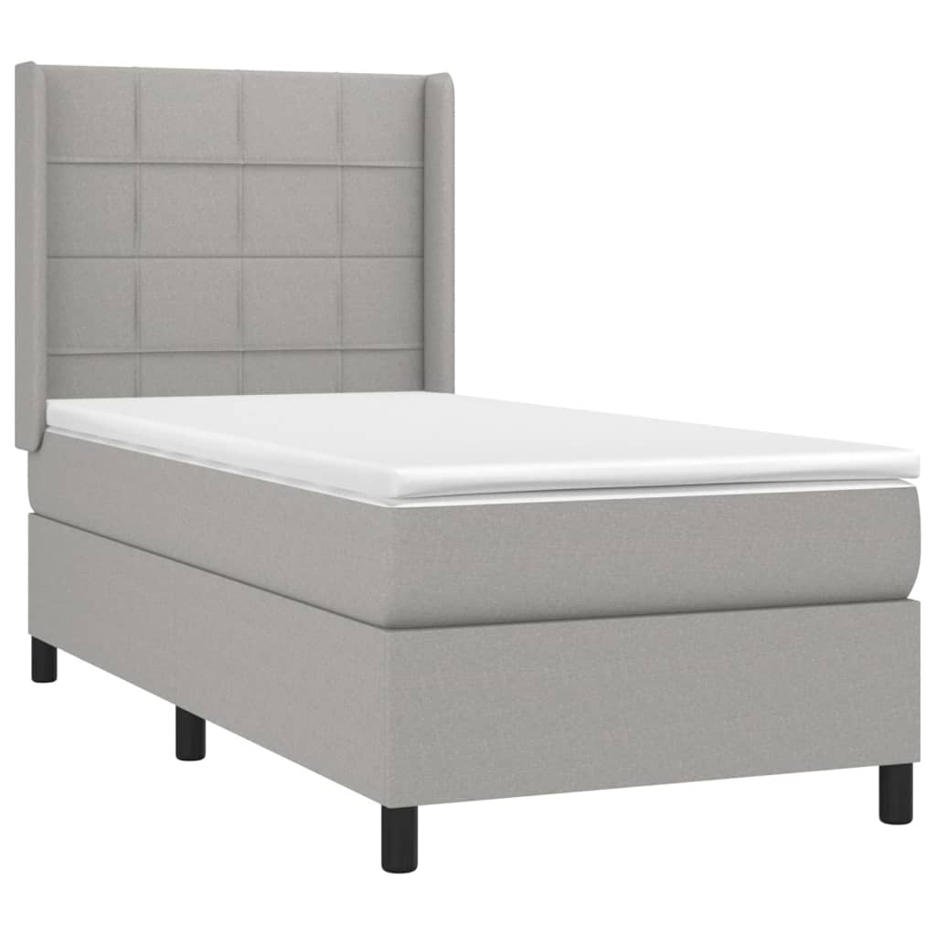 Κρεβάτι Boxspring με Στρώμα & LED Αν.Γκρι 80x200 εκ. Υφασμάτινο