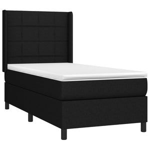 Κρεβάτι Boxspring με Στρώμα & LED Μαύρο 100x200 εκ. Υφασμάτινο