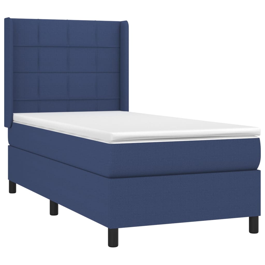 Κρεβάτι Boxspring με Στρώμα & LED Μπλε 100x200 εκ. Υφασμάτινο