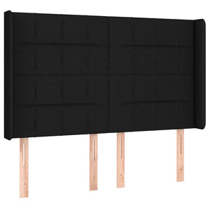 Κρεβάτι Boxspring με Στρώμα & LED Μαύρο 140x190 εκ. Υφασμάτινο