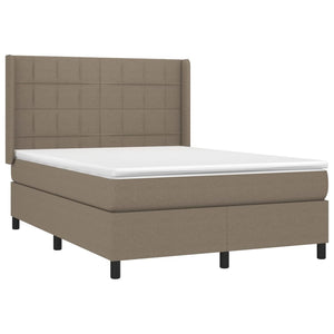 Κρεβάτι Boxspring με Στρώμα & LED Taupe 140x190 εκ. Υφασμάτινο