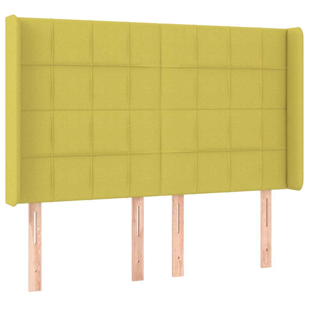 Κρεβάτι Boxspring με Στρώμα & LED Πράσινο 140x190 εκ Υφασμάτινο