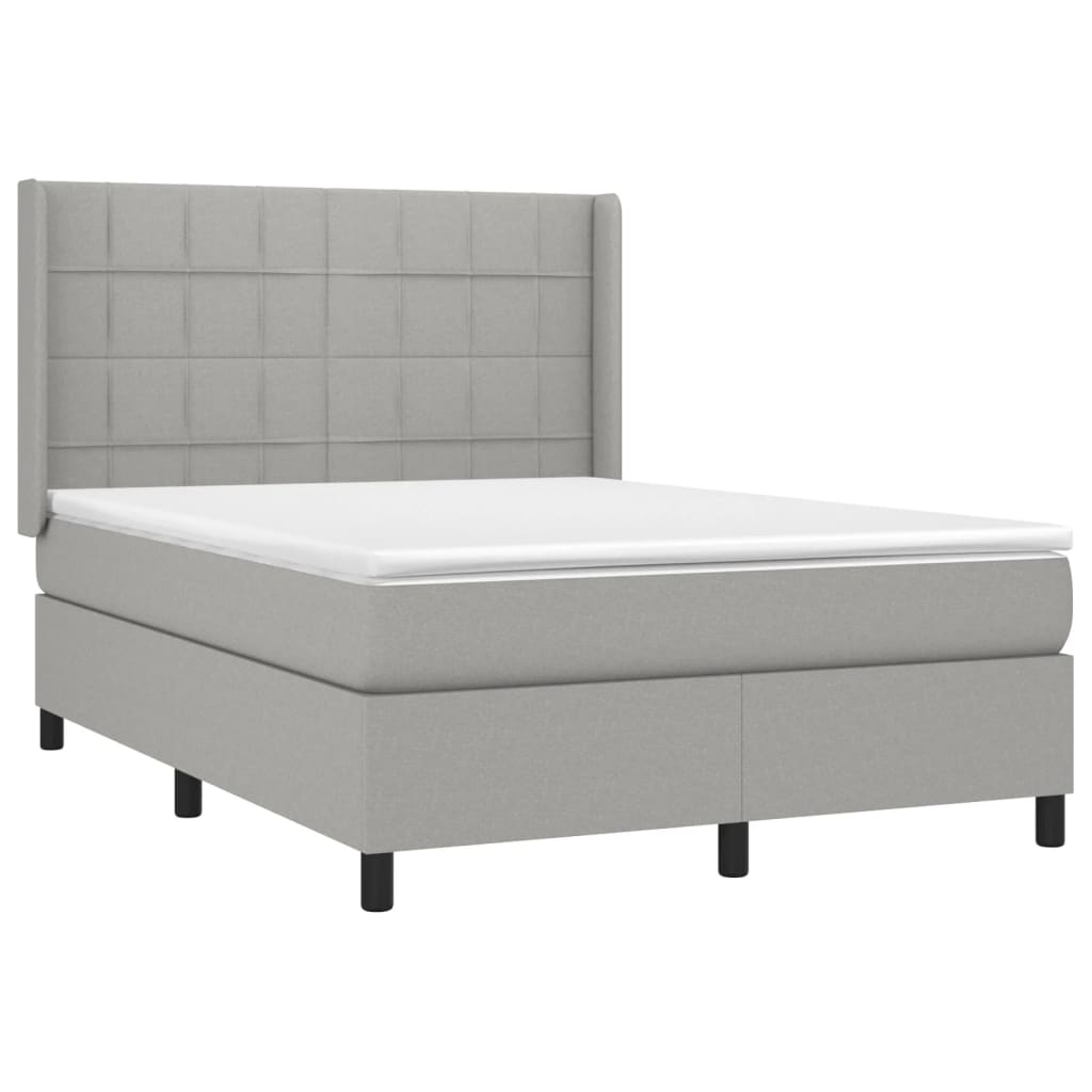 Κρεβάτι Boxspring με Στρώμα & LED Αν.Γκρι 140x200εκ. Υφασμάτινο