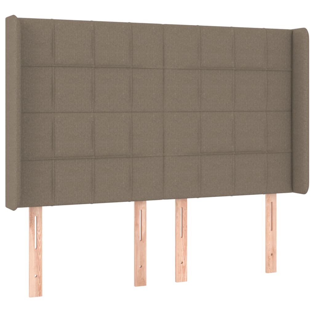 Κρεβάτι Boxspring με Στρώμα & LED Taupe 140x200 εκ. Υφασμάτινο