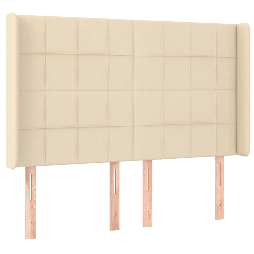 Κρεβάτι Boxspring με Στρώμα & LED Κρεμ 140x200 εκ. Υφασμάτινο
