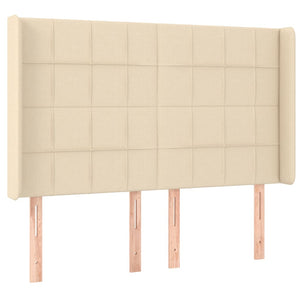 Κρεβάτι Boxspring με Στρώμα & LED Κρεμ 140x200 εκ. Υφασμάτινο