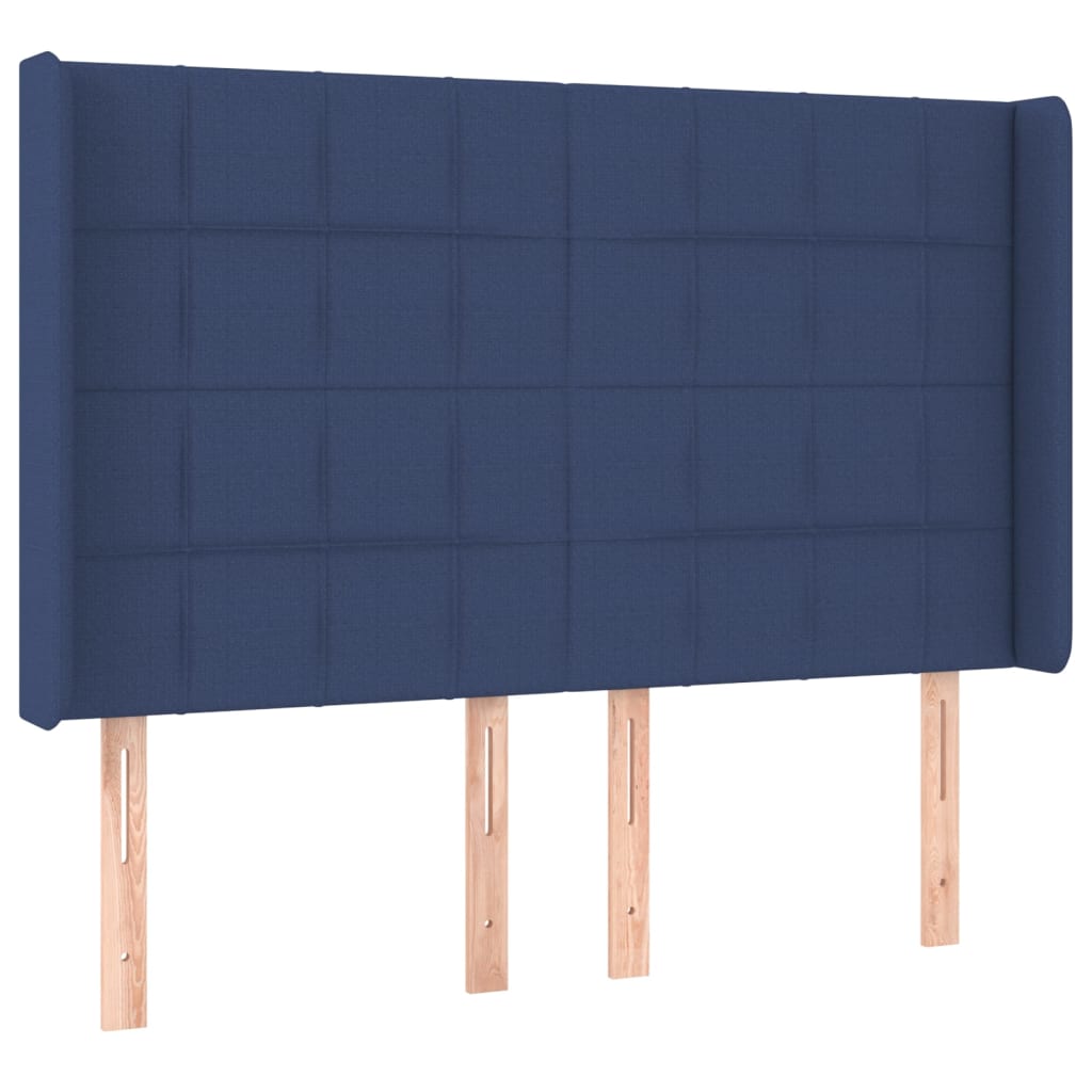 Κρεβάτι Boxspring με Στρώμα & LED Μπλε 140x200 εκ. Υφασμάτινο
