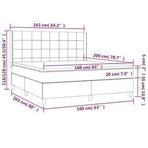 Κρεβάτι Boxspring με Στρώμα & LED Μαύρο 160x200 εκ. Υφασμάτινο